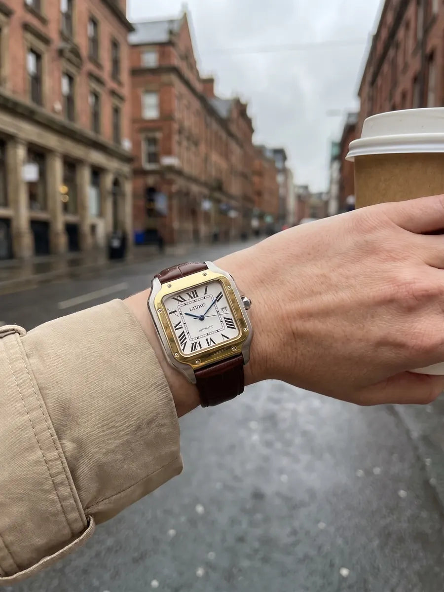 Seiko Mod Santos – Brown Dial on the wrist