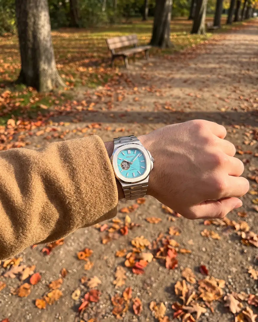 Seiko Mod Nautilus – Black Open Heart on the wrist