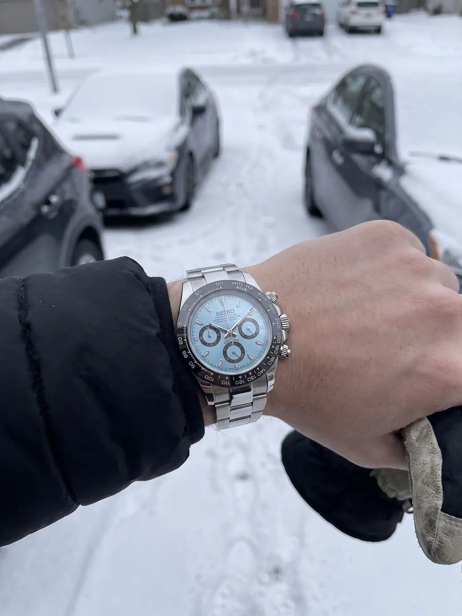 Seiko Mod Speedmaster – White Moon on the wrist