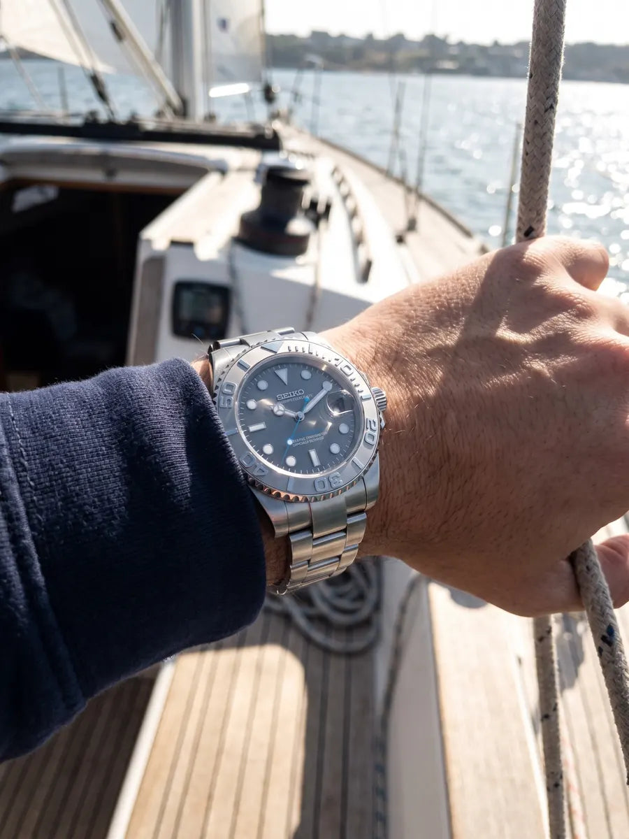 Seiko Mod Speedmaster – White Moon on the wrist