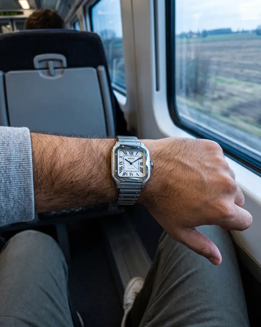 Seiko Mod Santos – Blue Dial on the wrist