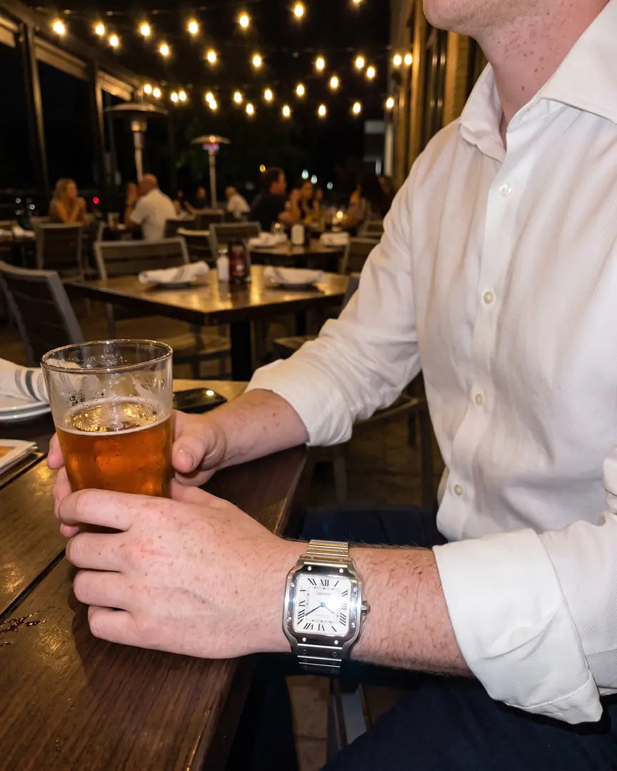 Seiko Mod Santos – Brown Dial on the wrist