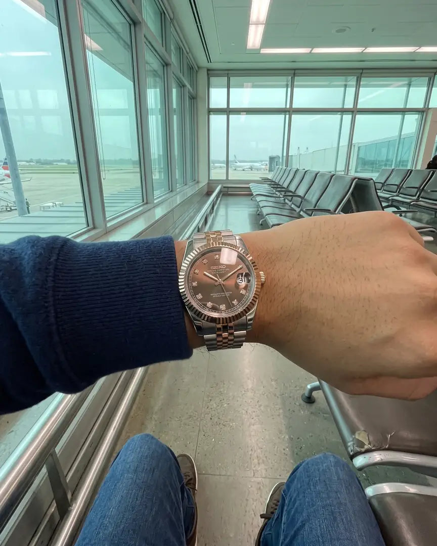 Seiko Mod Datejust – Two-Tone Chocolate Dial on the wrist