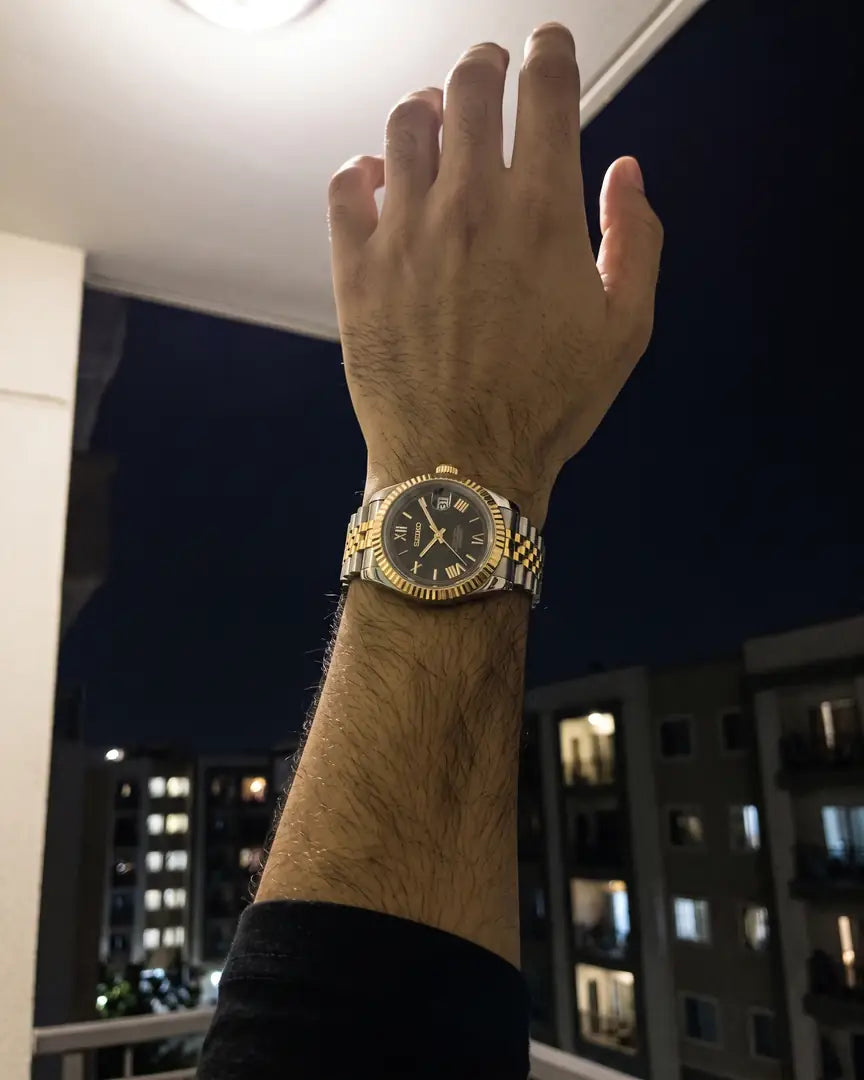 Seiko Mod Datejust – Silver Diamond Dial on the wrist