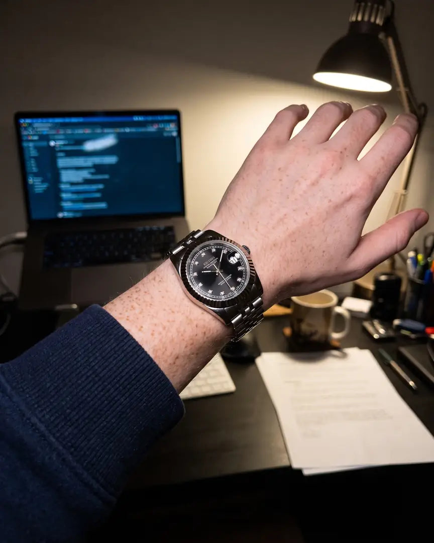 Seiko Mod Datejust – Silver Diamond Dial on the wrist