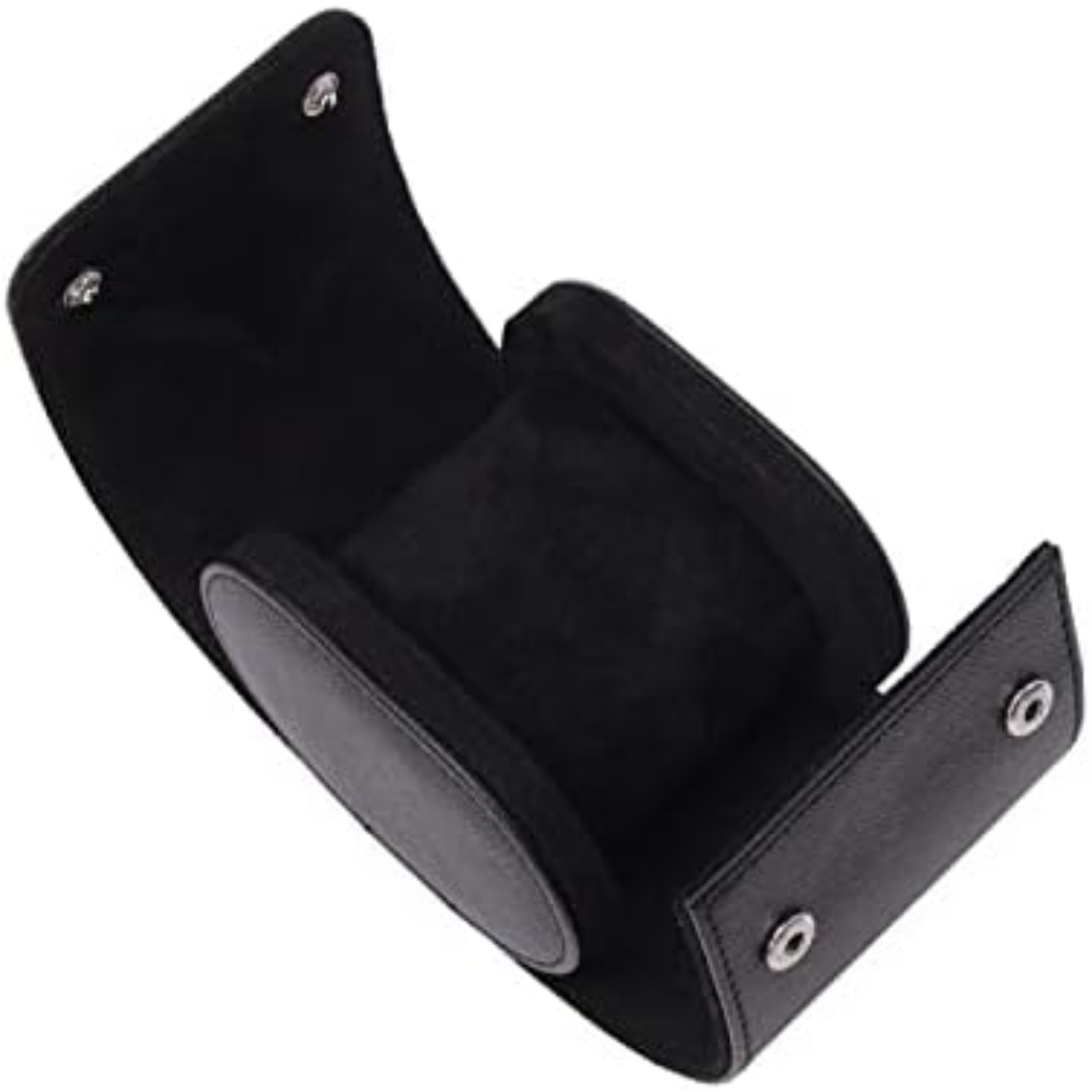 Black Leather Watch Roll