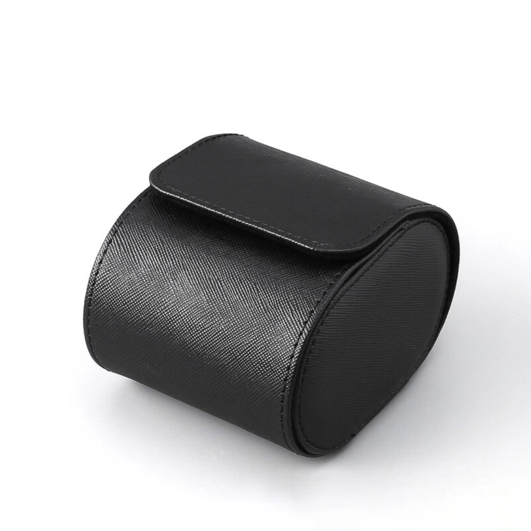 Black Leather Watch Roll
