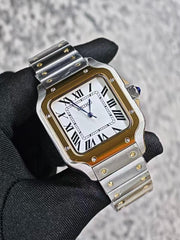 Seiko Mod Santos – Two-Tone Gold & White Dial