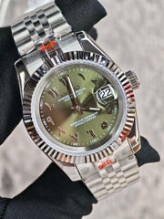 Seiko Mod Datejust – Cadran vert olive chiffres arabes