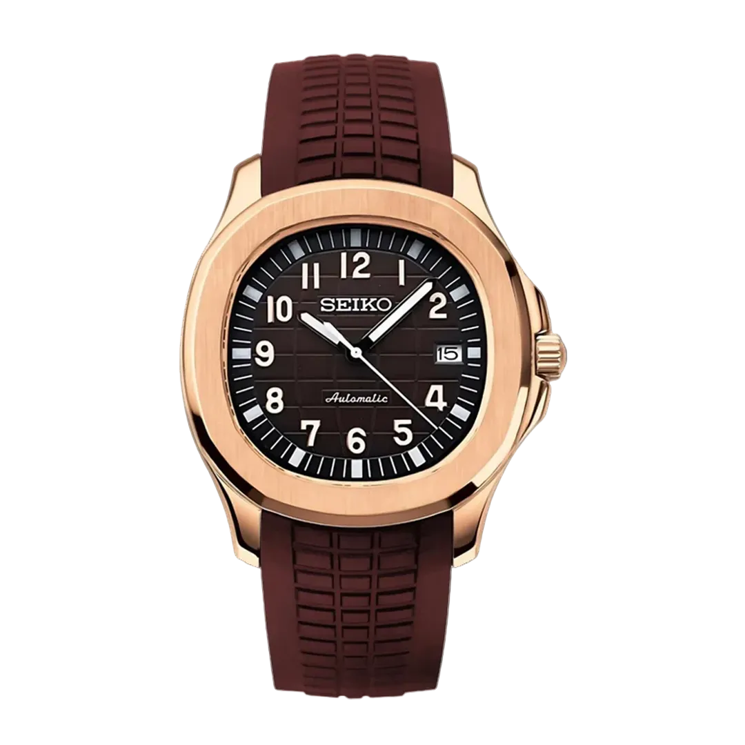 Seiko Mod Aquanaut - Or rose et marron