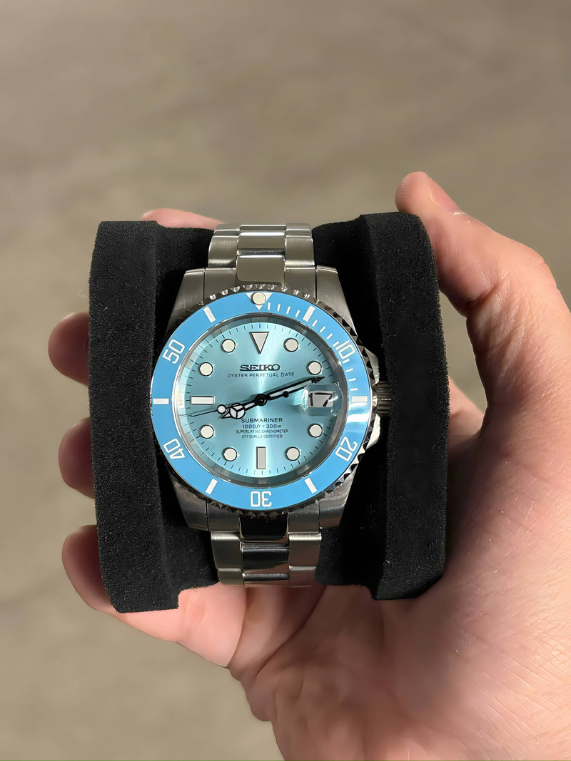 Seiko Mod Submariner - Bleu Bébé