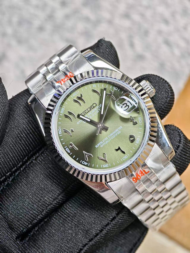 Seiko Mod Datejust - Olive Green Arabic Dial
