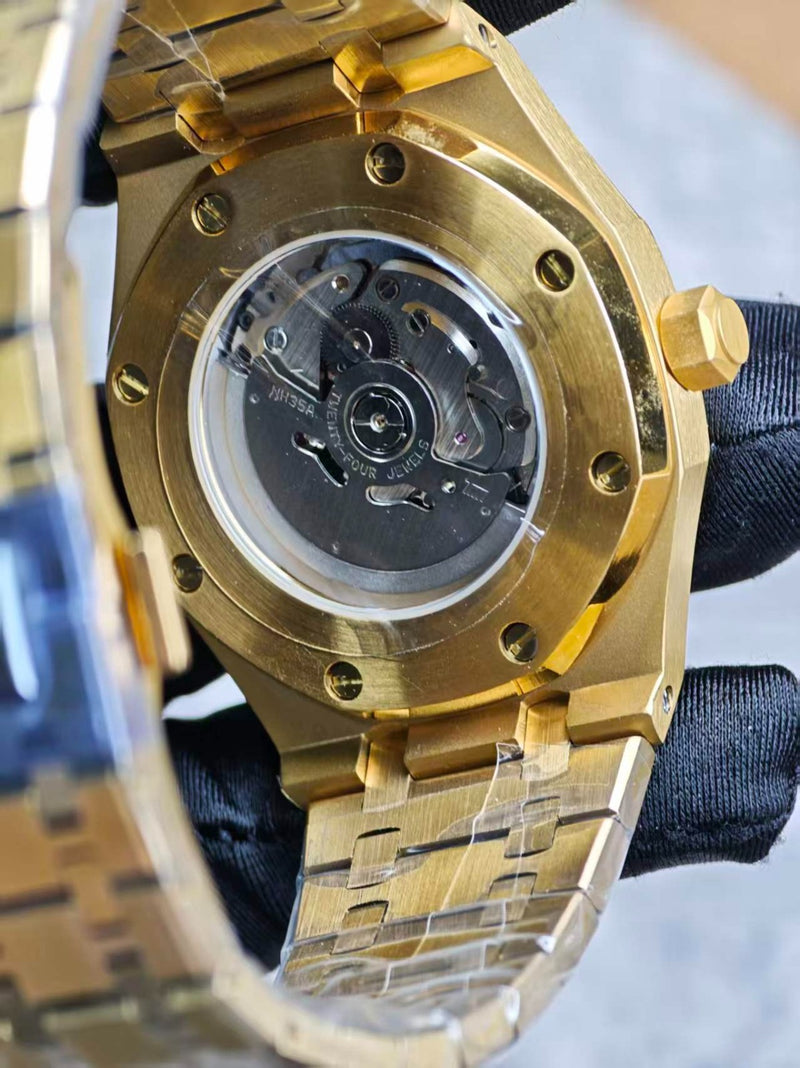 Seiko Mod Royal Oak - Gold Black Tapisserie Dial