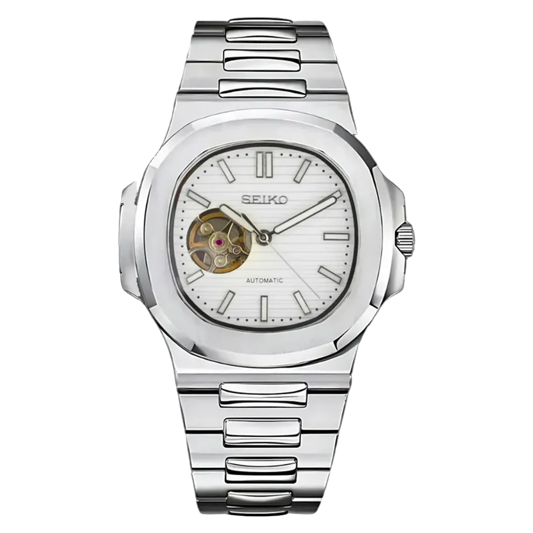 Seiko Mod Nautilus – Cadran ouvert blanc
