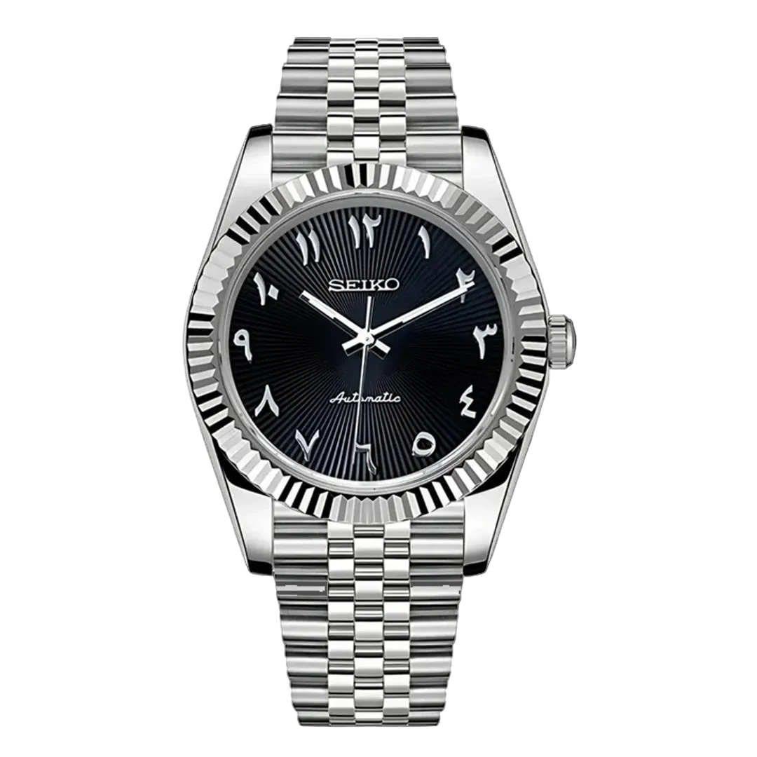 Seiko Mod Datejust - Black Sunburst Arabic Dial