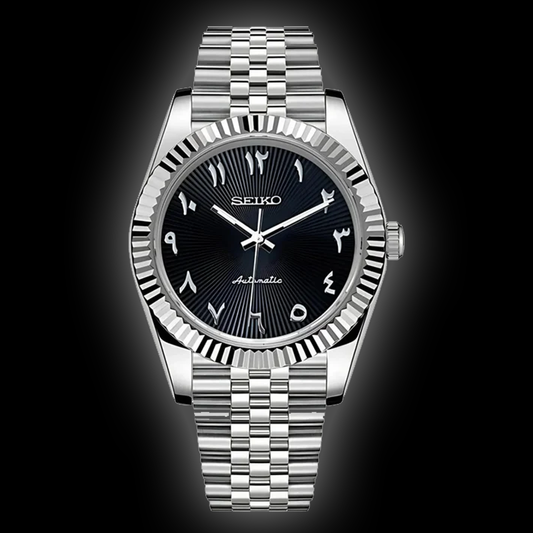 Seiko Mod Datejust - Black Sunburst Arabic Dial