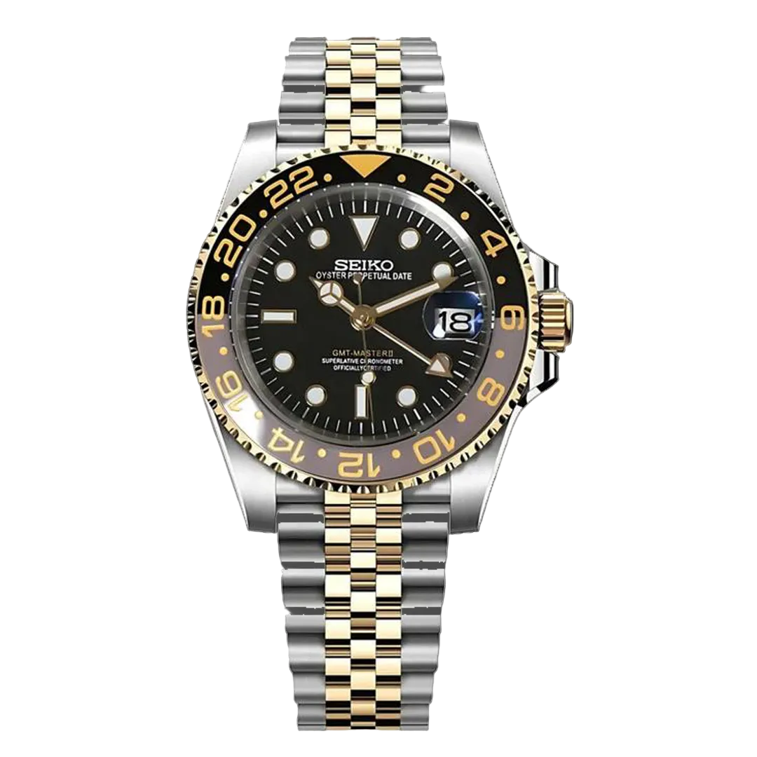 Seiko Mod GMT – Or et noir deux tons