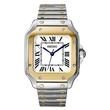Seiko Mod Santos – Two-Tone Gold & White Dial