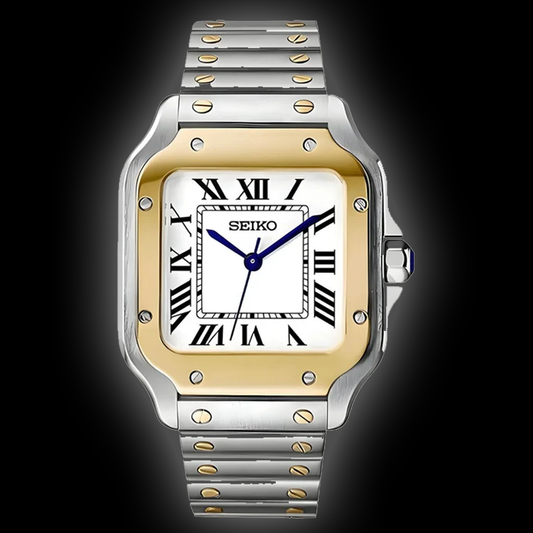 Seiko Mod Santos – Two-Tone Gold & White Dial