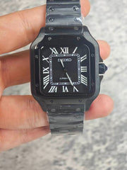 Seiko Mod Santos ADLC (Black Roman Dial)