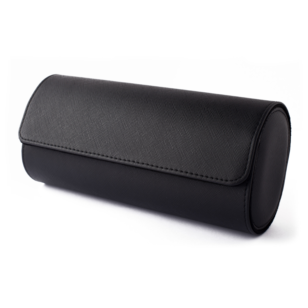 Black Leather Watch Roll