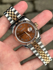 Seiko Mod Ladyjust Rose Gold Bronze Roman wrist