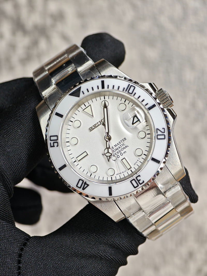 Seiko Mod Submariner - White Steel
