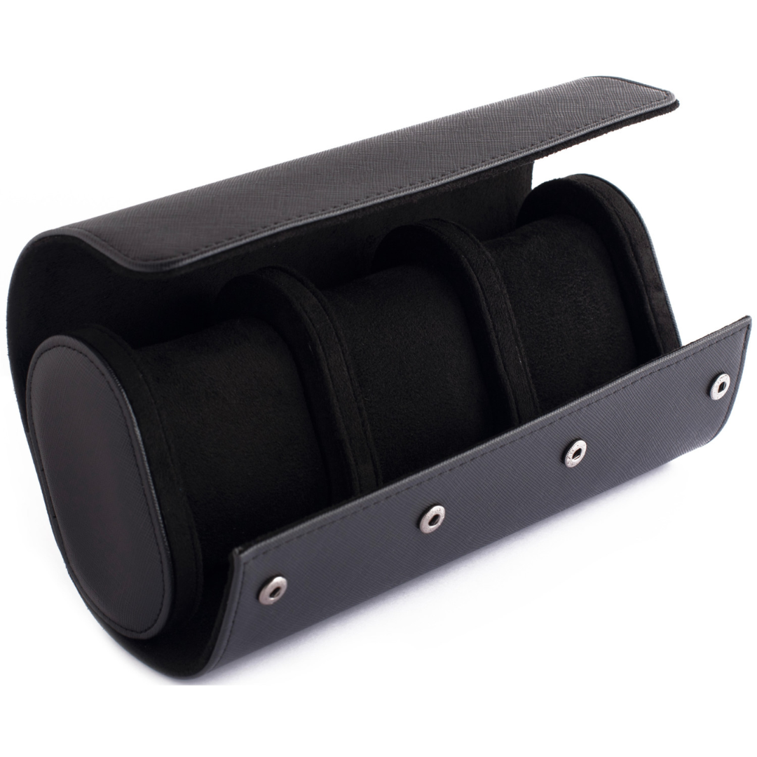 Black Leather Watch Roll