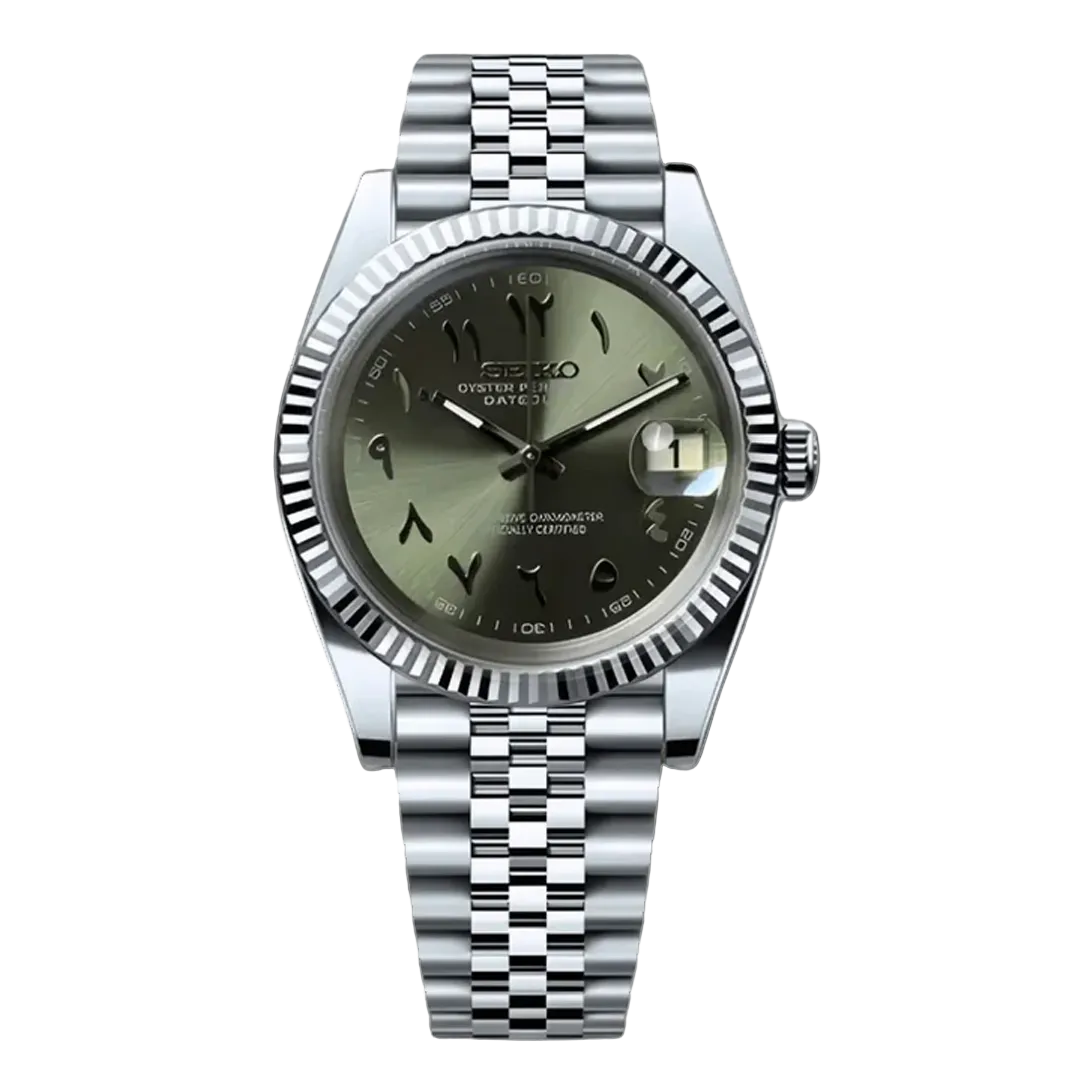 Seiko Mod Datejust - Olive Green Arabic Dial