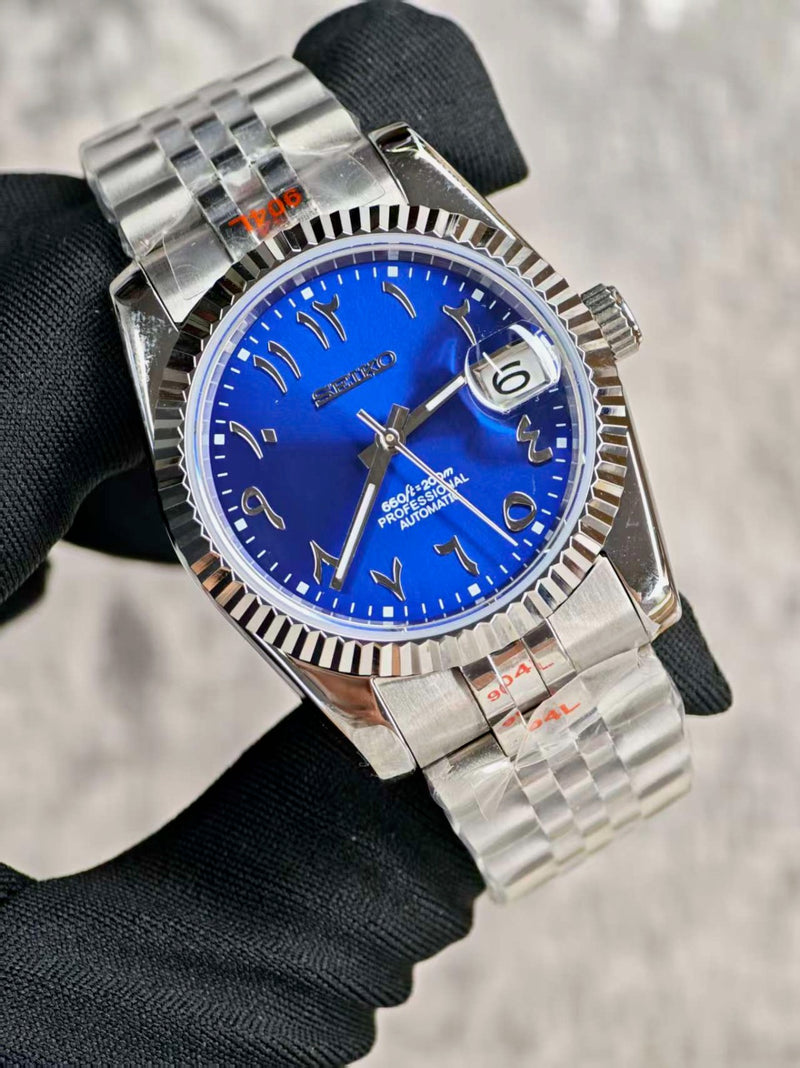 Seiko Mod Datejust - Royal Blue Arabic Dial