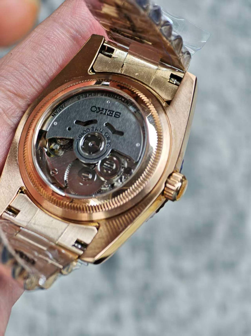 Seiko Mod Datejust - Cadran Chocolat Or Rose