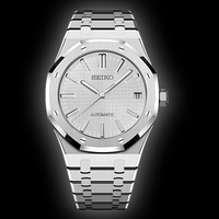 Seiko Mod Royal Oak – White/Silver Tapisserie Dial