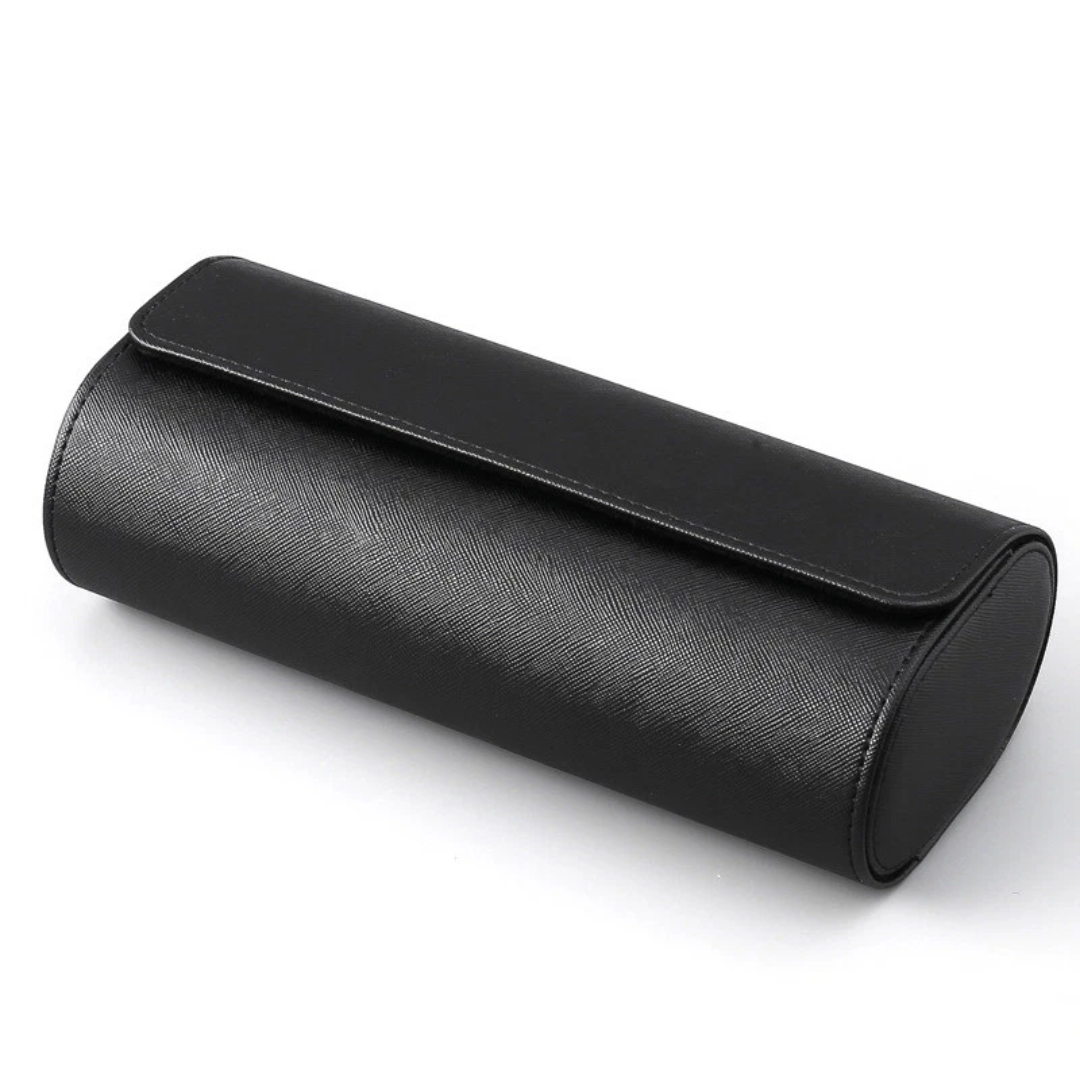 Black Leather Watch Roll