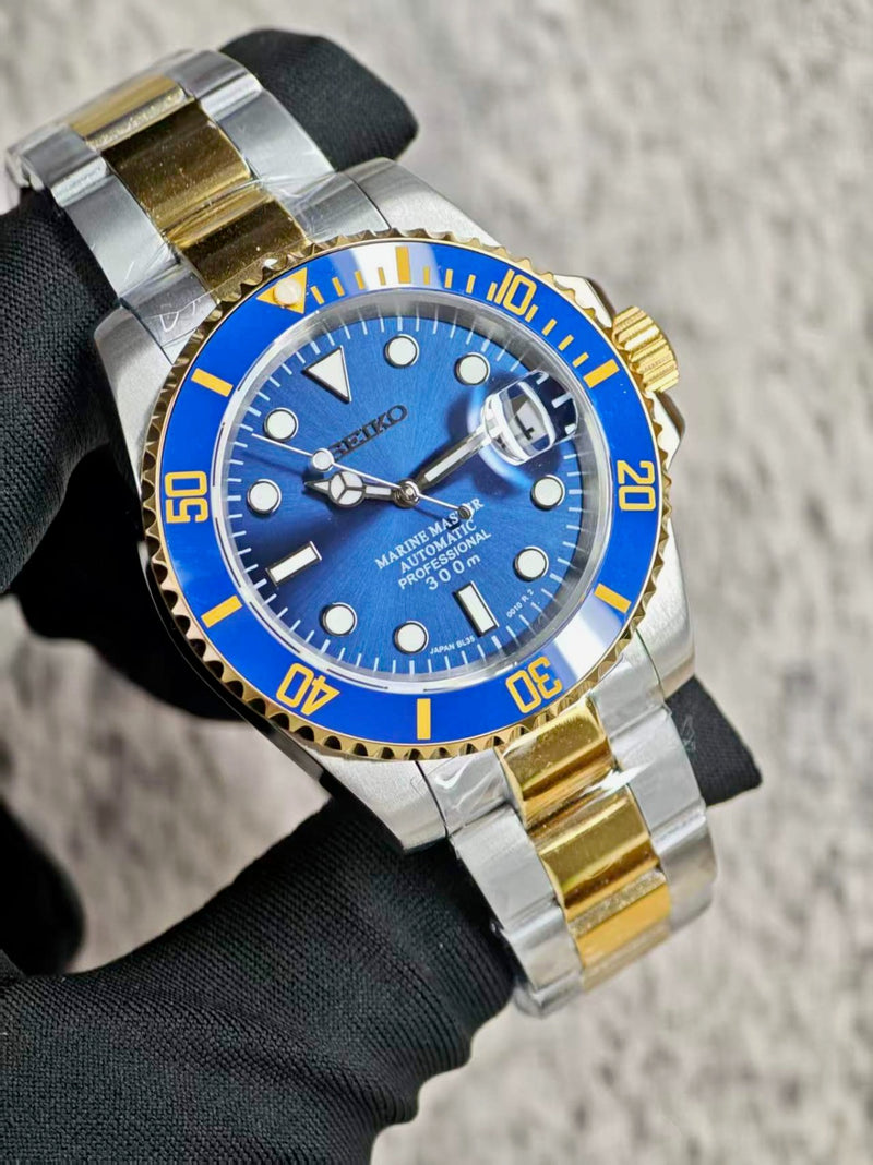 Seiko Mod Submariner - Deux Tons Bleu