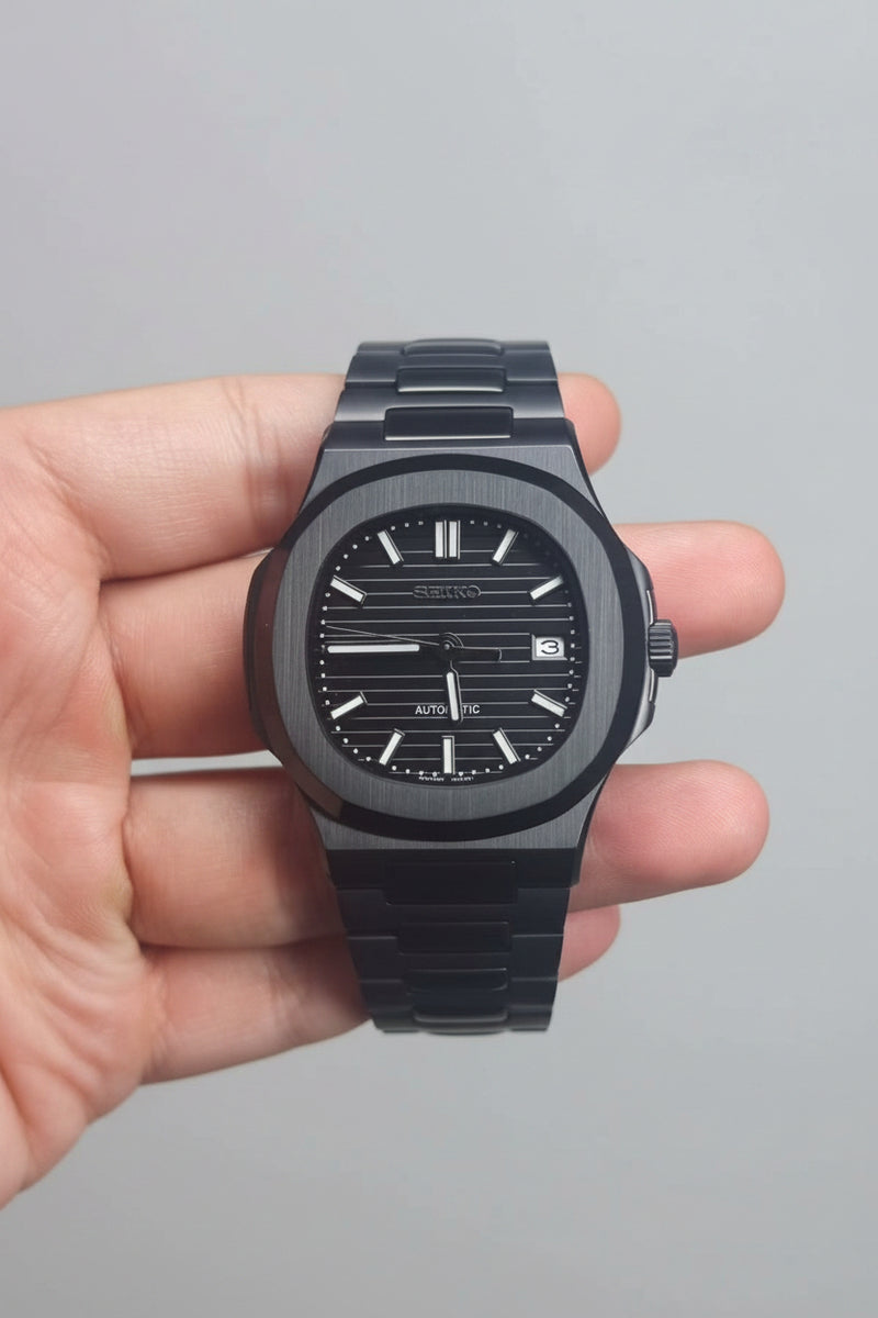Seiko Mod Nautilus Stealth Black – Full Black Edition