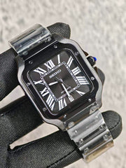 Seiko Mod Santos ADLC (Black Roman Dial)