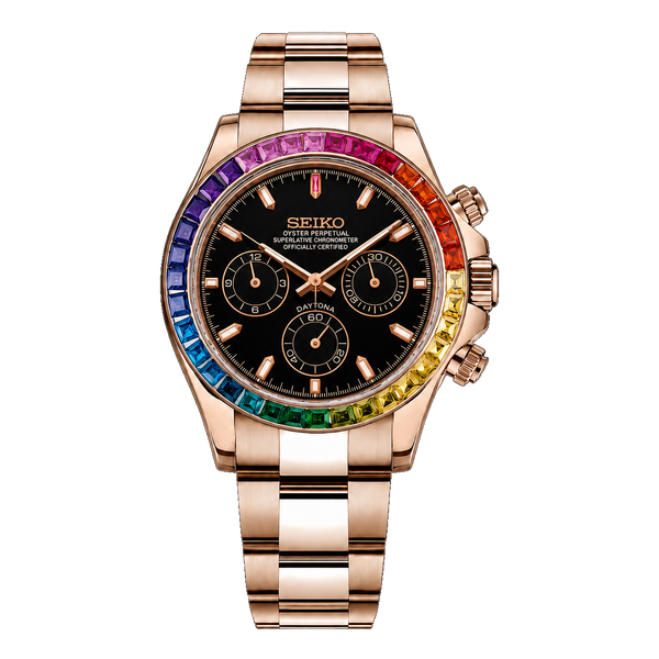 Seiko Mod Daytona – Rainbow Rose Gold Black