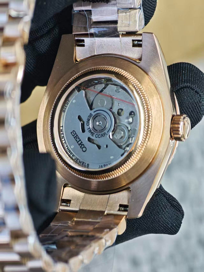 Seiko Mod Datejust – Chocolate Diamond Dial (Full Rose Gold)