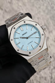 Seiko Mod Royal Oak – Cadran gaufré bleu glacier