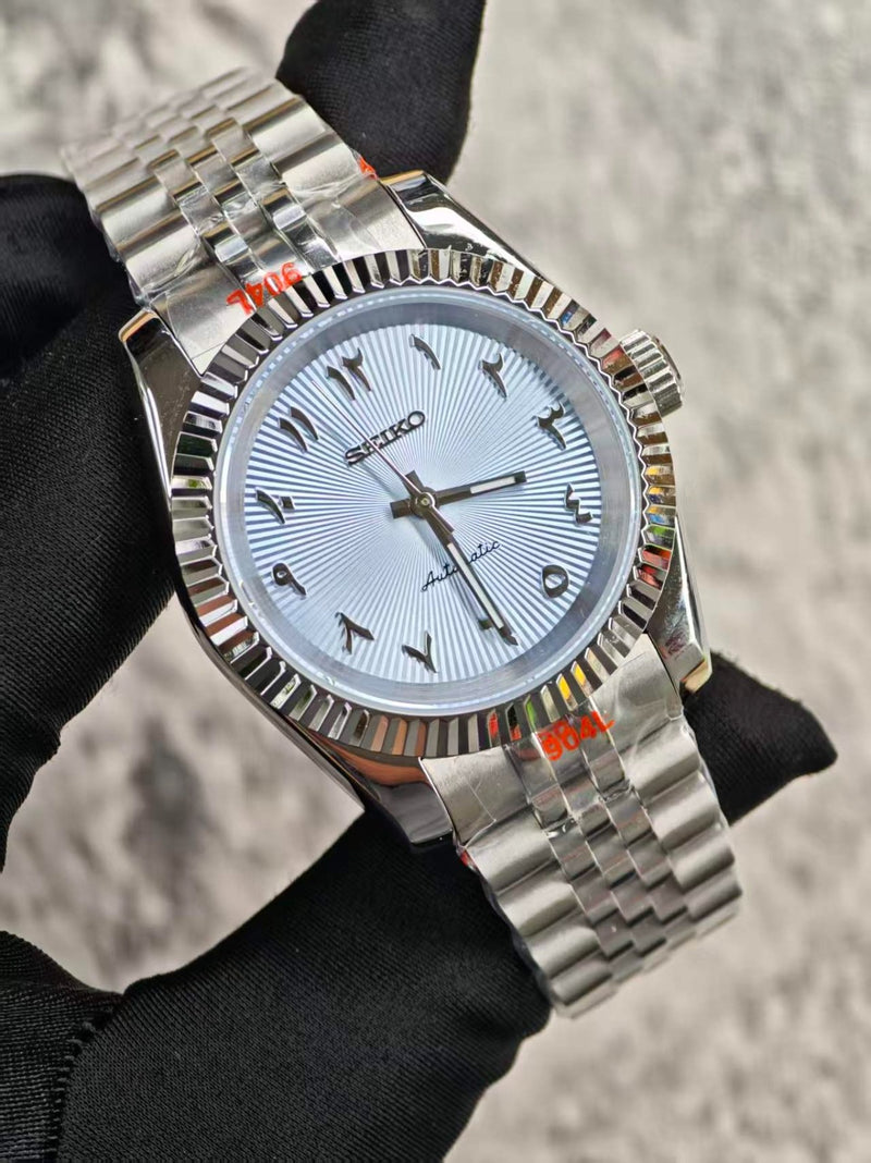 Seiko Mod Datejust – Ice Blue Sunburst Arabic Dial