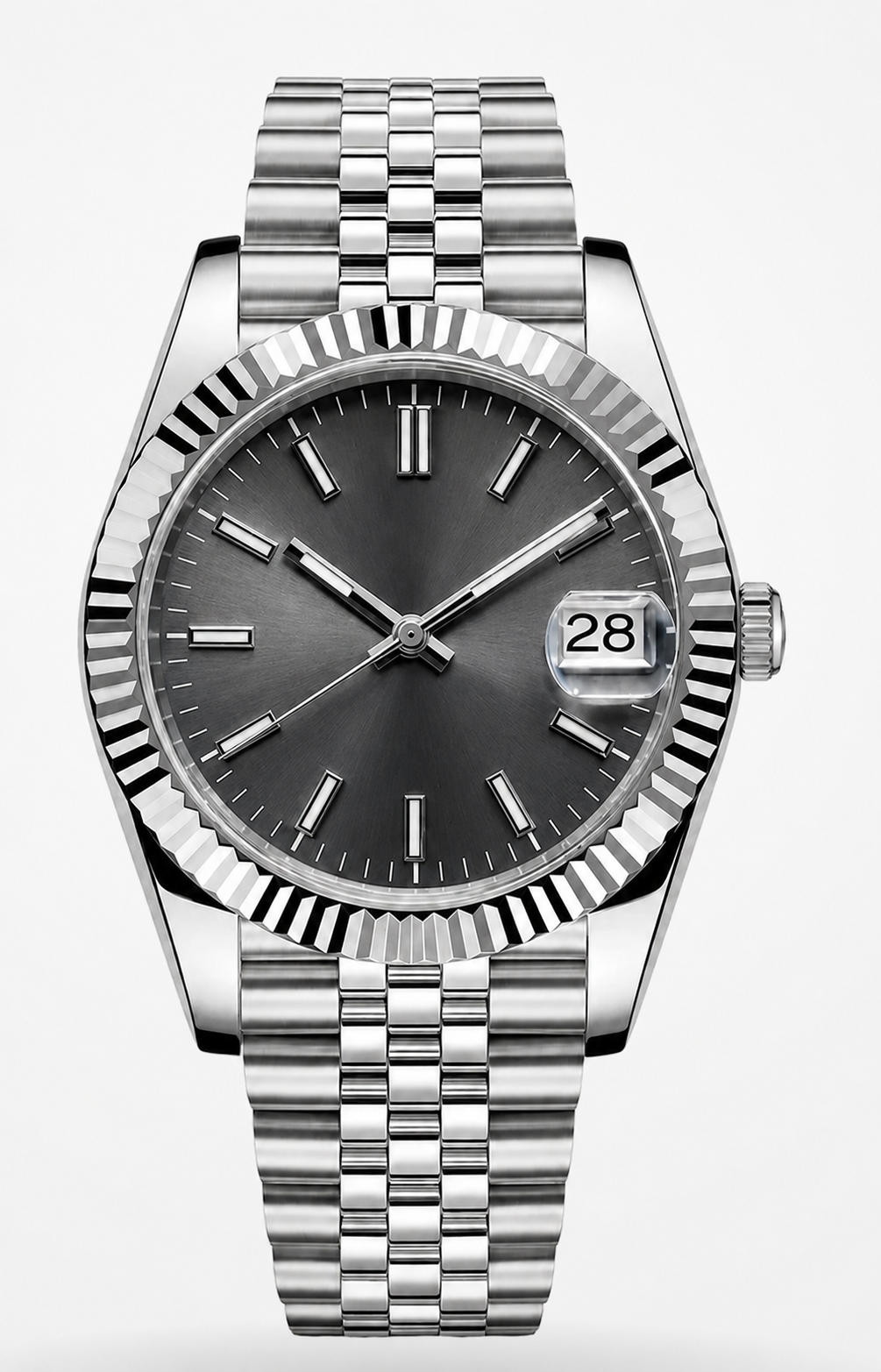 Seiko Mod Datejust Rhodium Dial - Custom Logo
