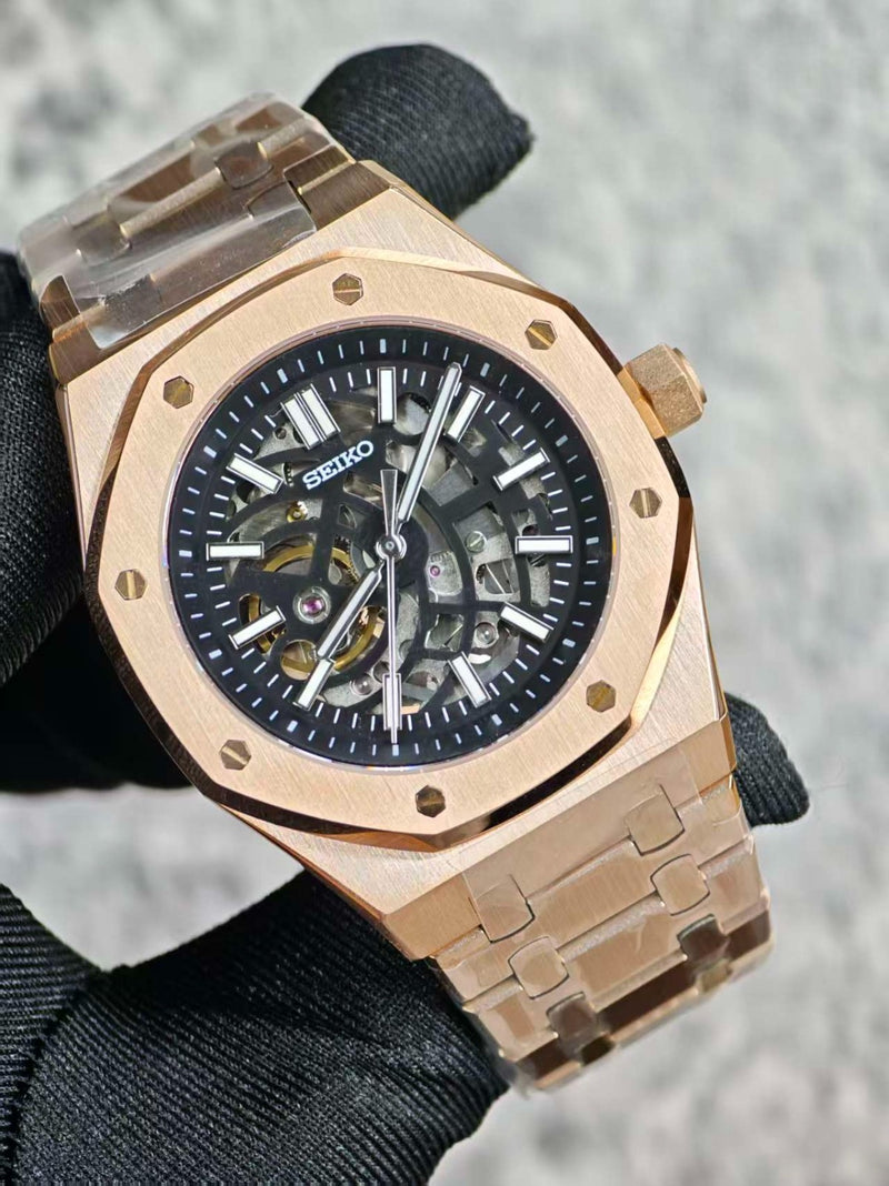 Seiko Mod Royal Oak Skeleton – Rose Gold