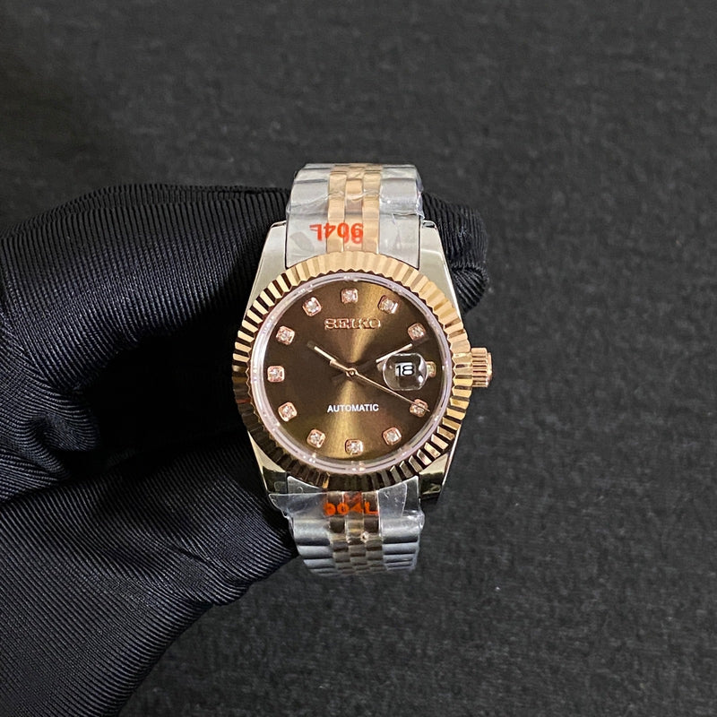 Seiko Mod Ladyjust - Two-Tone Rose Gold Chocolate Diamond reference view 1