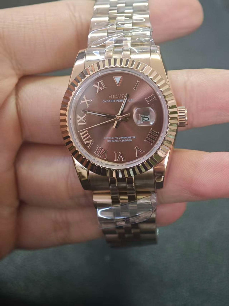 Seiko Mod Ladyjust - Two-Tone Rose Gold Chocolate Roman reference view 1