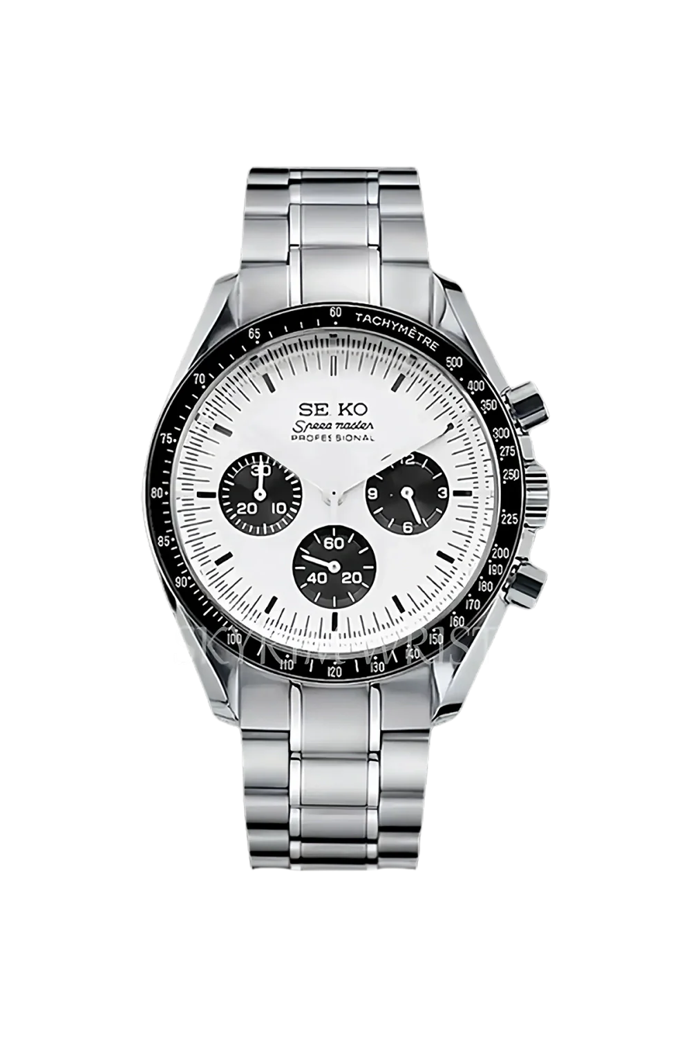 Seiko Mod Speedmaster Panda white black chronograph dial