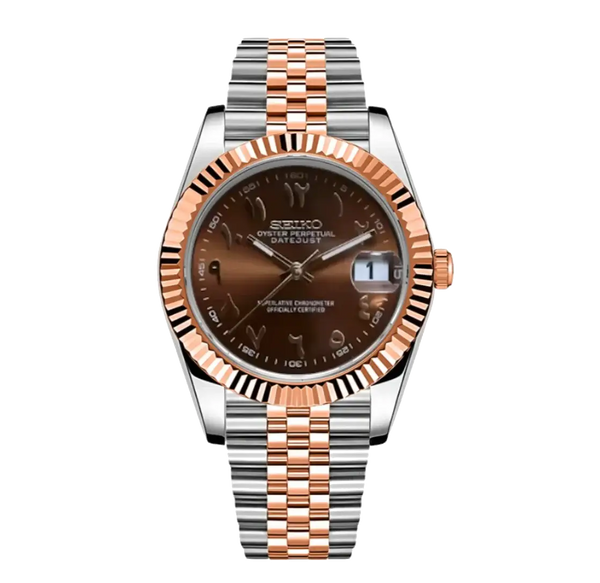 Seiko Mod Datejust – Chocolate Dial (Two-Tone Rose Gold)