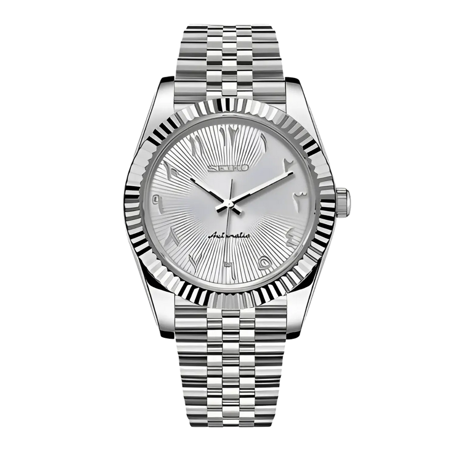 Seiko Mod Datejust – White Arabic Sunburst Dial