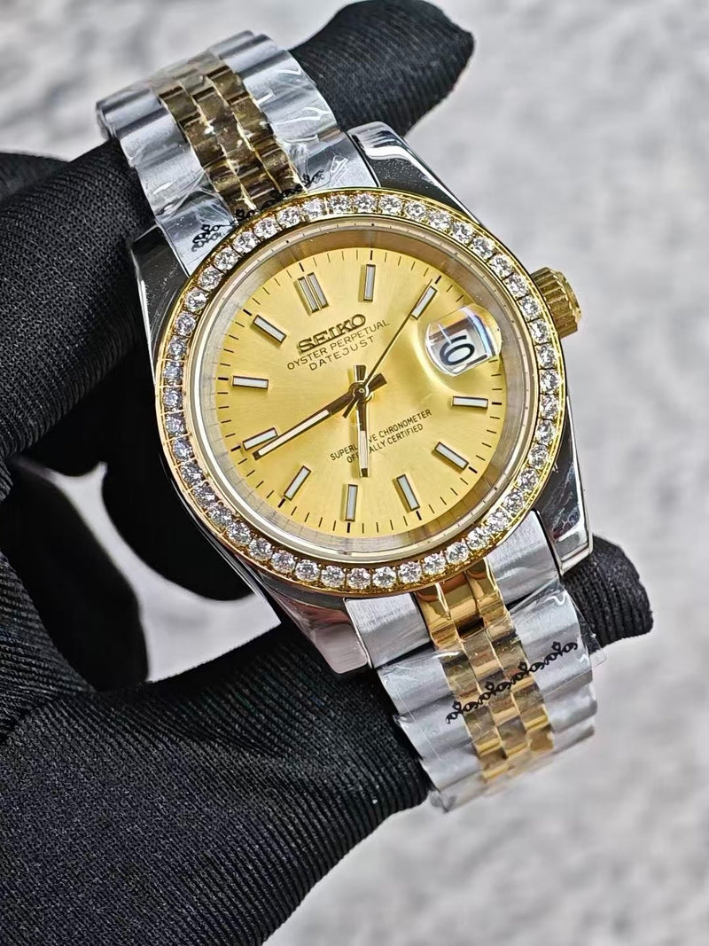 Seiko Mod Ladyjust – Two-Tone Gold Diamond reference view 1