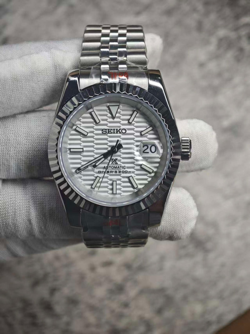 Seiko Mod Ladyjust – White Geometric Dial reference view 1