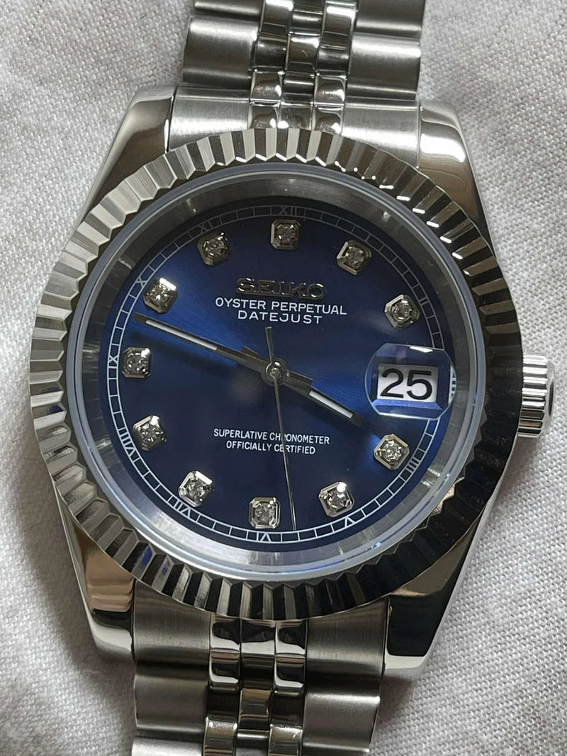 Seiko Mod Ladyjust Ice Blue Diamond wrist shot